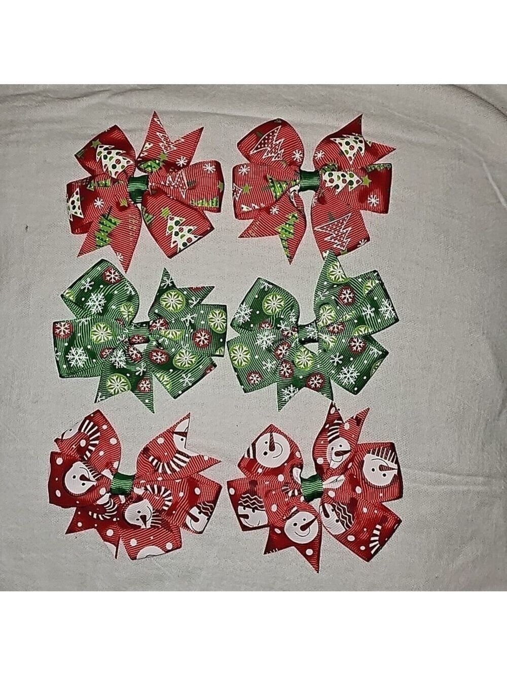 Three pair of christmas hair bows